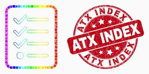 Vector Bright Pixel Items List Page Icon and Scratched Atx Index Stamp Seal 스톡 일러스트