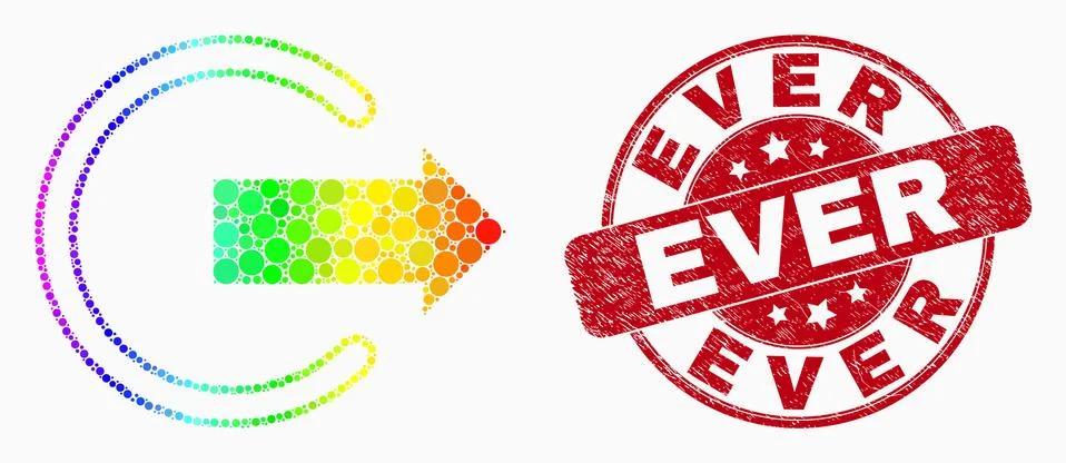 Vector Bright Pixel Logout Icon and Distress Ever Stamp Stock Illustration