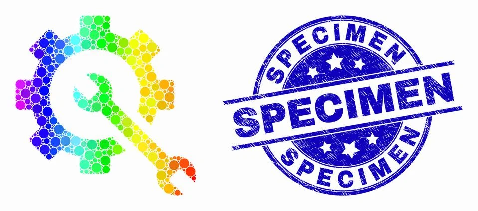 Vector Bright Pixel Service Tools Icon and Scratched Specimen Stamp Seal Stock Illustration