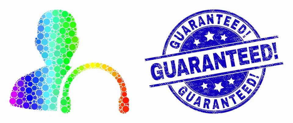 Vector Bright Pixel User Headphones Icon and Grunge Guaranteed! Watermark Stock Illustration