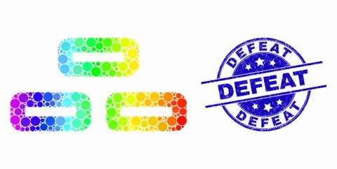 Vector Bright Pixelated Bricks Icon and Scratched Defeat Seal Ilustración de archivo