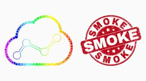 Vector Bright Pixelated Cloud Chart Icon and Grunge Smoke Seal Stock Illustration