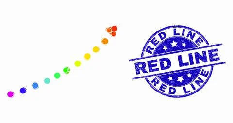 Vector Bright Pixelated Dotted up Trend Arrow Icon and Scratched Red Line Stamp Ilustración de archivo