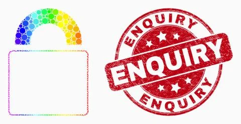 Vector Bright Pixelated Lock Icon and Scratched Enquiry Seal Stock Illustration