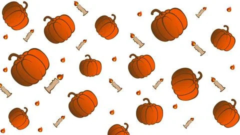 Vector. Bright pumpkin, and burning candles. Halloween. Stock Illustration