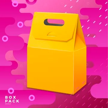 Vector bright realistic box mockup on abstract memphis style background Stock Illustration