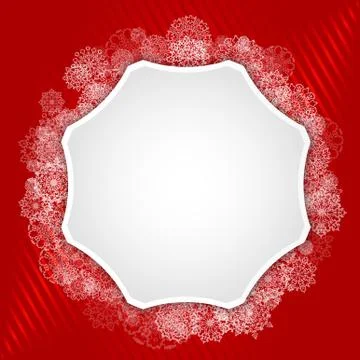 Vector Bright red gradient background with snowflakes Stock Illustration