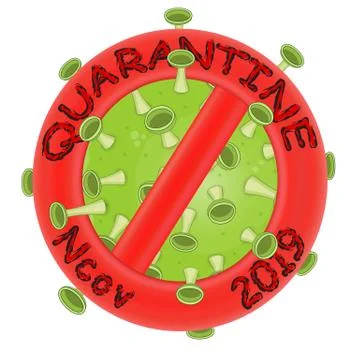 Vector bright red stop sign with the inscription quarantine nkov 2019 closing Illustrazione stock