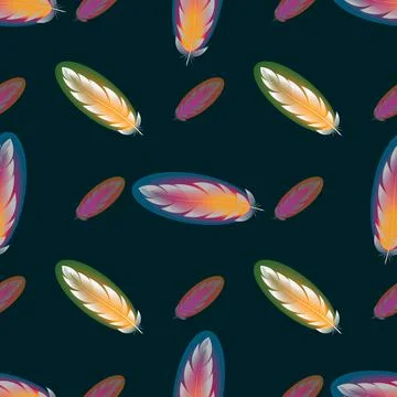 Vector bright Seamless pattern with abstract colorful feathers Illustrazione stock