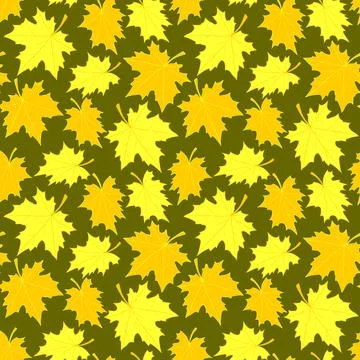 Vector bright seamless pattern with falling yellow and orange golden maple le Stock Illustration