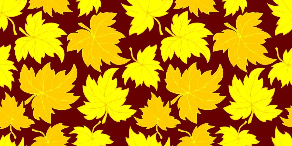 Vector bright seamless pattern with falling yellow and orange leaves in flat  Stock Illustration