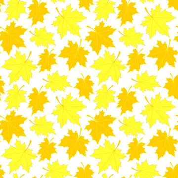 Vector bright seamless pattern with falling yellow and orange golden maple le Stock Illustration
