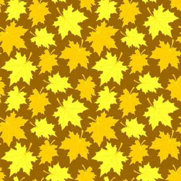 Vector bright seamless pattern with falling yellow and orange golden maple le Stock Illustration