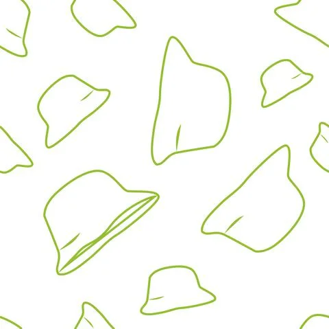 Vector. Bright seamless pattern with simple contour silhouettes of panama. Illustrazione stock