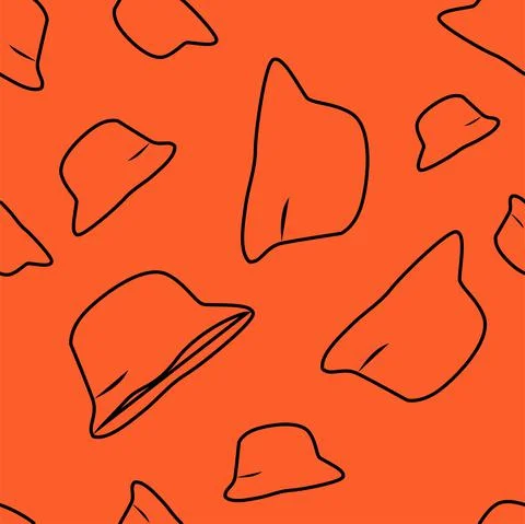 Vector. Bright seamless pattern with simple contour silhouettes of panama. Stock Illustration