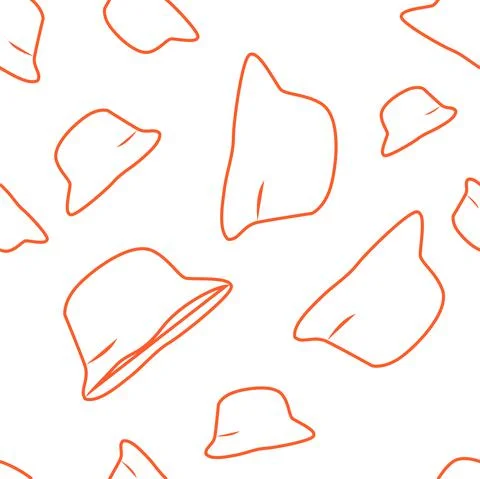 Vector. Bright seamless pattern with simple contour silhouettes of panama. Stock Illustration