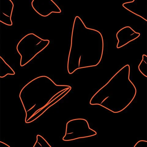 Vector. Bright seamless pattern with simple contour silhouettes of panama. Illustrazione stock