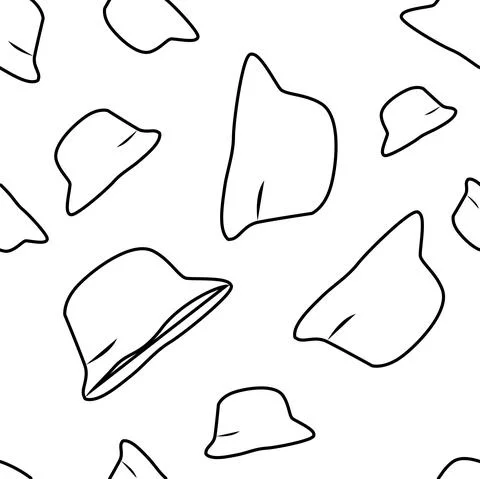 Vector. Bright seamless pattern with simple contour silhouettes of panama. Illustrazione stock