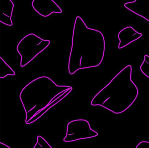 Vector. Bright seamless pattern with simple contour silhouettes of panama. Illustrazione stock