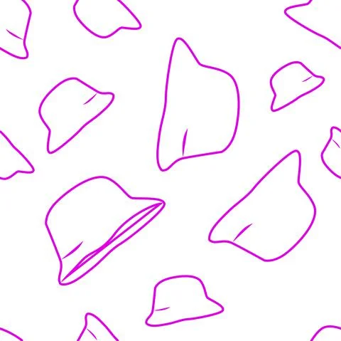 Vector. Bright seamless pattern with simple contour silhouettes of panama. Stock Illustration