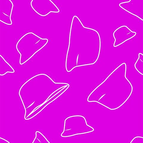 Vector. Bright seamless pattern with simple contour silhouettes of panama. Illustrazione stock