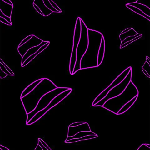 Vector. Bright seamless pattern with simple contour silhouettes of panama. Stock Illustration