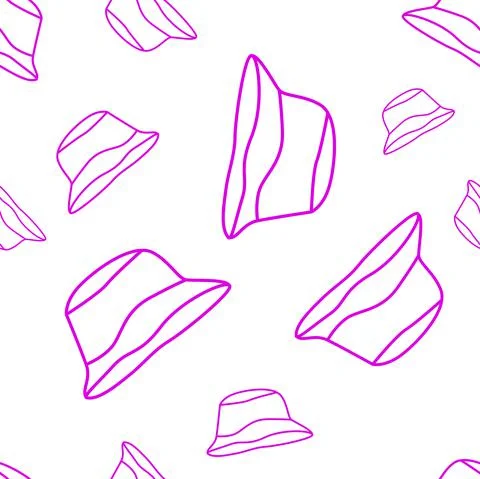 Vector. Bright seamless pattern with simple contour silhouettes of panama. Stock Illustration