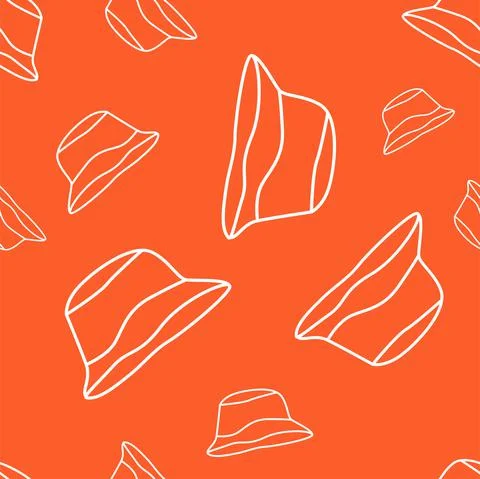 Vector. Bright seamless pattern with simple contour silhouettes of panama. Illustrazione stock