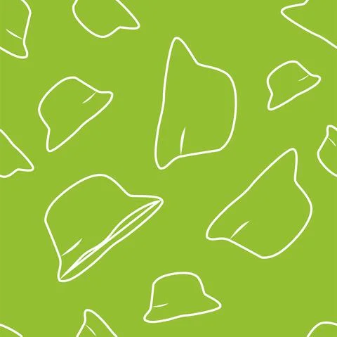 Vector. Bright seamless pattern with simple contour silhouettes of panama. Stock Illustration
