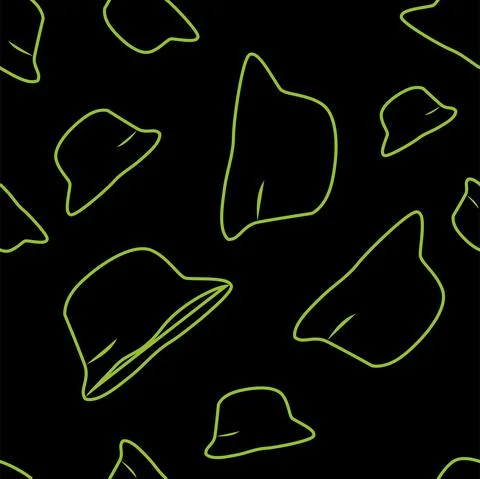 Vector. Bright seamless pattern with simple contour silhouettes of panama. Stock Illustration