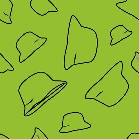 Vector. Bright seamless pattern with simple contour silhouettes of panama. Illustrazione stock