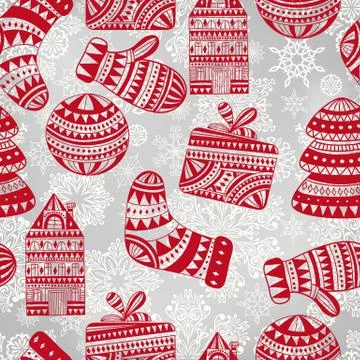 Vector  bright seamless winter pattern Stock Illustration