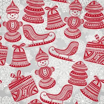 Vector  bright seamless winter pattern Stock Illustration