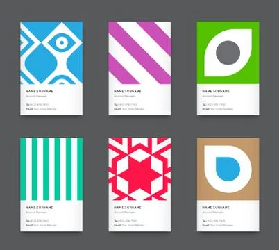 Vector Bright Trendy Vertical Business Card Set Stock Illustration