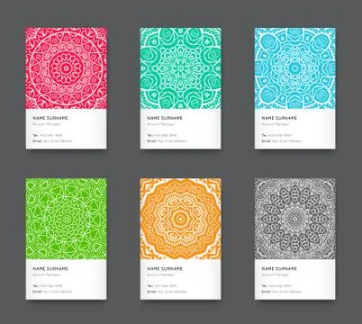 Vector Bright Trendy Vertical Business Card Set Stock Illustration