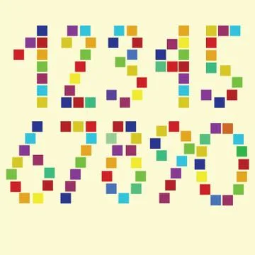 Vector brightful square numbers Stock Illustration