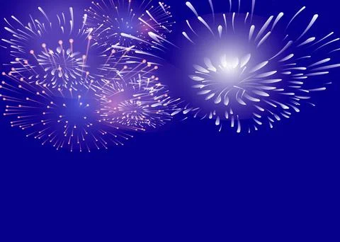 Vector Brightly Colorful Fireworks on the background of the night sky. Stock Illustration