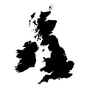 Vector british isles map on white background Illustrazione stock