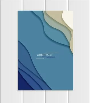 Vector brochure A5 or A4 format abstract uneven blue shapes design element Stock Illustration
