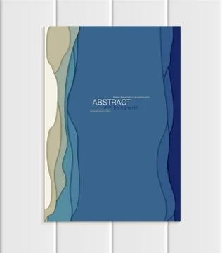Vector brochure A5 or A4 format abstract uneven blue shapes design element Stock Illustration