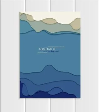 Vector brochure A5 or A4 format abstract uneven blue shapes design element Stock Illustration