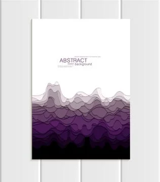 Vector brochure A5 or A4 format abstract uneven purple, violet shapes design Stock Illustration