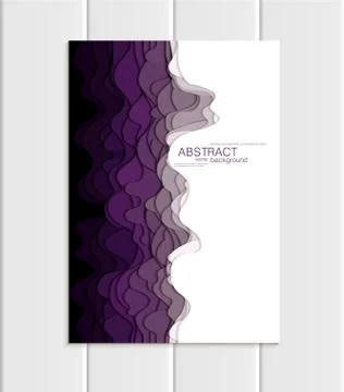 Vector brochure A5 or A4 format abstract uneven purple, violet shapes design Stock Illustration