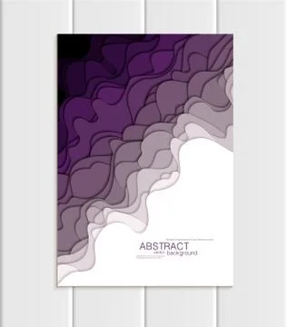 Vector brochure A5 or A4 format abstract uneven purple, violet shapes design Ilustração Stock