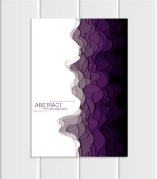 Vector brochure A5 or A4 format abstract uneven purple, violet shapes design Ilustração Stock