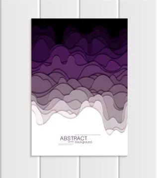 Vector brochure A5 or A4 format abstract uneven purple, violet shapes design Stock Illustration