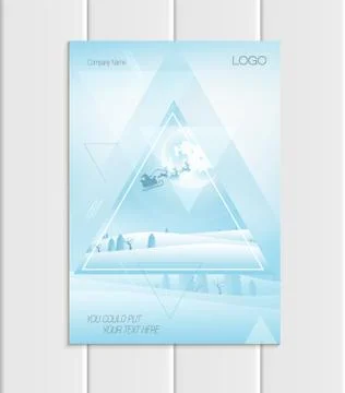 Vector brochure A5 or A4 format silhouette Santa Claus Christmas New Year 2018 イラスト素材