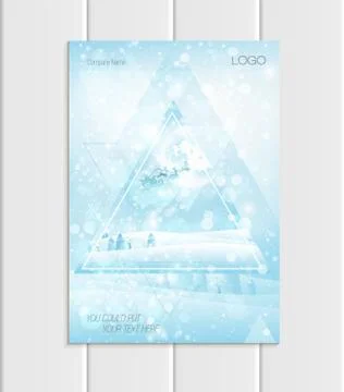 Vector brochure A5 or A4 format silhouette Santa Claus Christmas New Year 2018 Stock Illustration