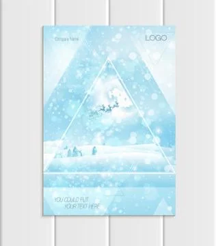 Vector brochure A5 or A4 format silhouette Santa Claus Christmas New Year 2018 イラスト素材