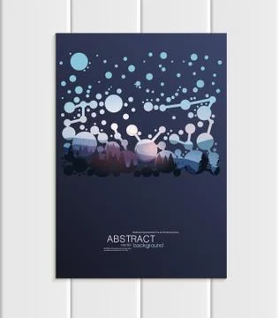 Vector brochure A5 or A4 format abstract circles and mountain landscape design Stock Illustration